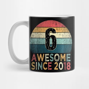 Kids 6Th Birthday Retro 6 Years Old Awesome Since 2018 Mug